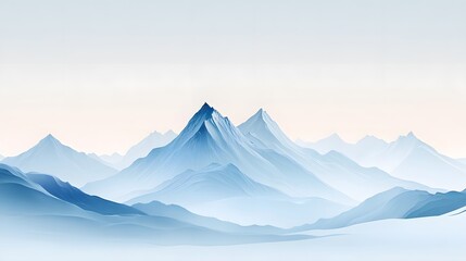 Fototapeta premium Misty Alpine Peaks Reaching Towards Heavens in Serene Winter Landscape