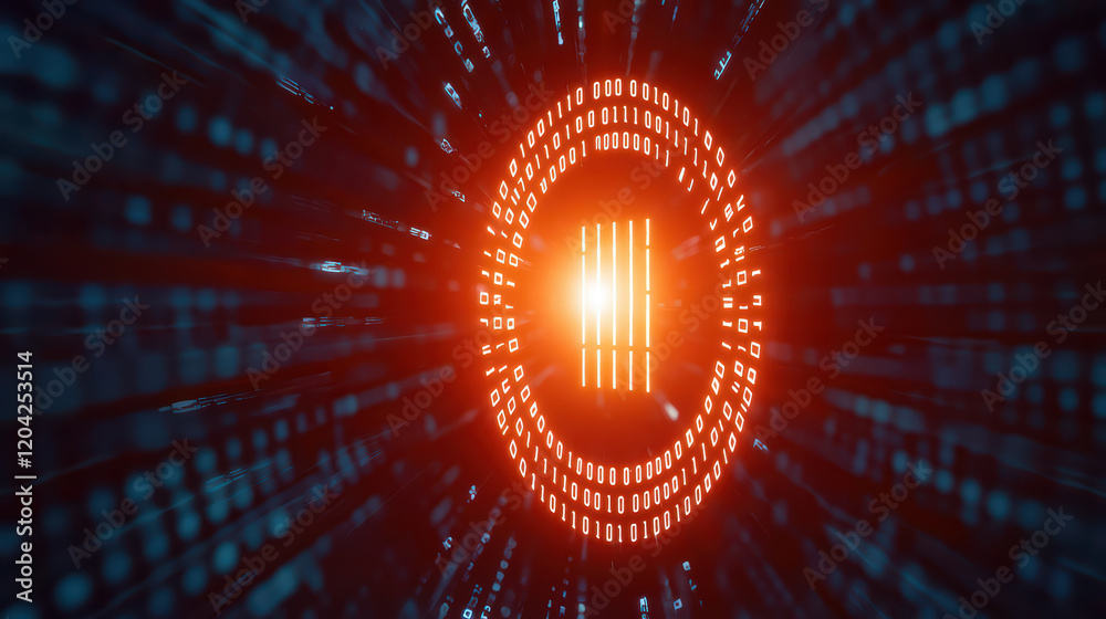 Aufkleber digital binary code with glowing light effect
