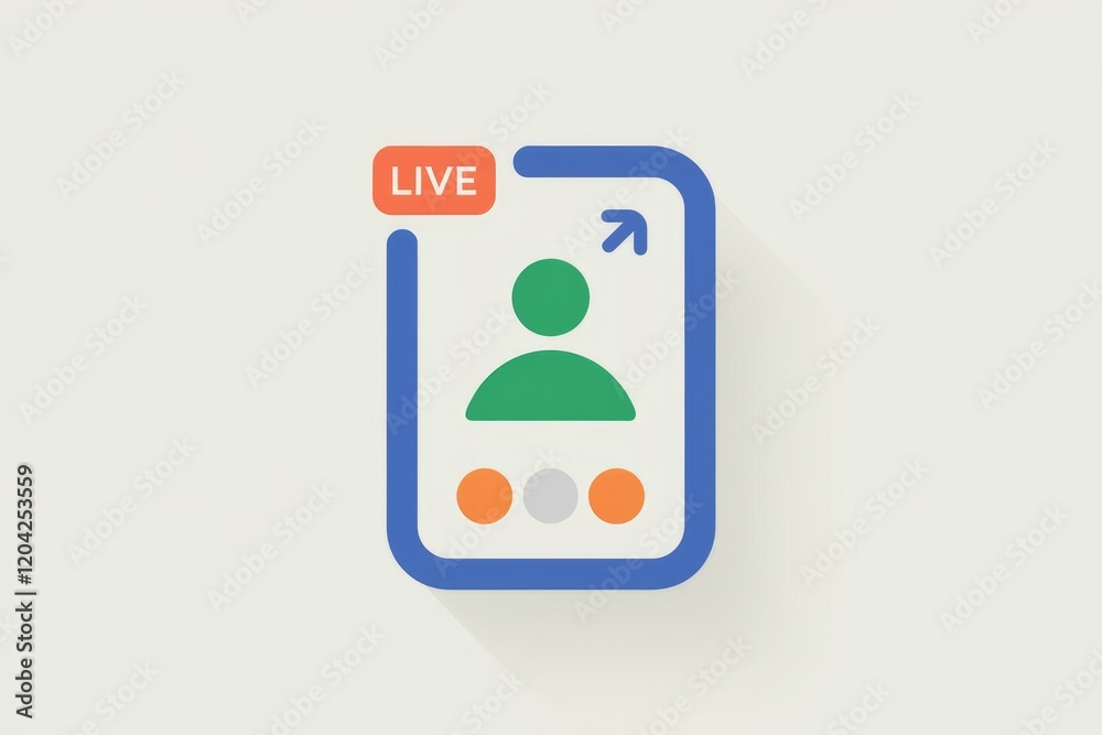Poster Live video streaming interface showing a user profile with live indicator and upward arrow.
