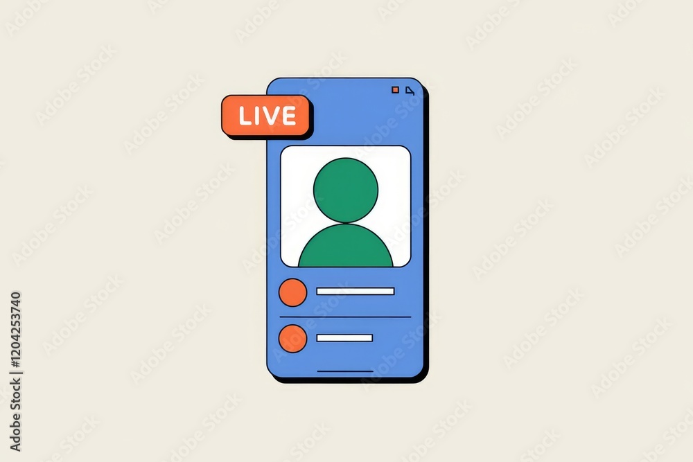 Poster live video streaming on a smartphone, showing a user's profile and live indicator.