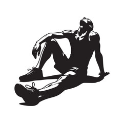 Exhausted athlete silhouette vector illustration