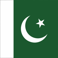 Pakistan Flag: Green background with a white crescent moon and star.

