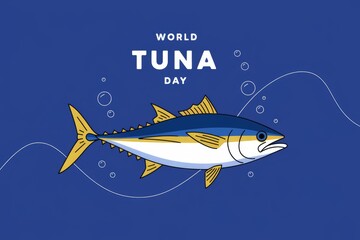 Fototapeta premium World Tuna Day celebrates this magnificent fish, vital to marine ecosystems and human diets.
