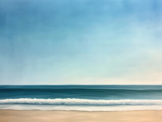 Tranquil Ocean Waves Meeting Sandy Beach Under Clear Blue Sky