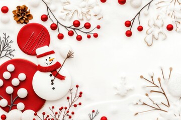 Winter wonderland mood board featuring festive elements like a snowman, cozy cabins, and delightful gingerbread cookies in a snowy landscape