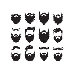 Set of mens beard silhouette vector illustration