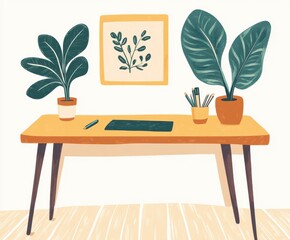 Minimalist workspace idea featuring neutral tones, clean desk organization, and an emphasis on mental clarity : Remote Work Environment