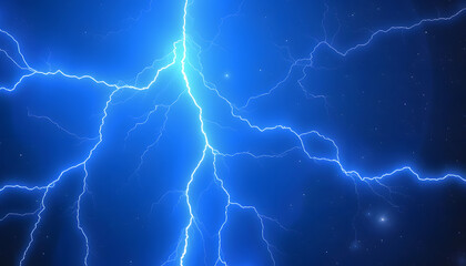 Blue glowing giant lightning energy field in space, vector style, with white tones