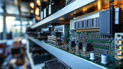 Naklejka premium Powerful Technological Innovation:A Sleek and Modern Computer Processing System