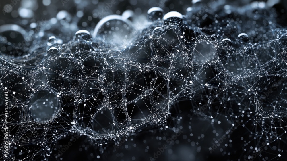 Poster extraordinary geometric abstract background with connected line and dots network and connection