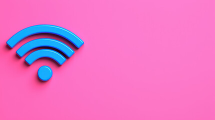 Blue Wi Fi symbol on vibrant pink background