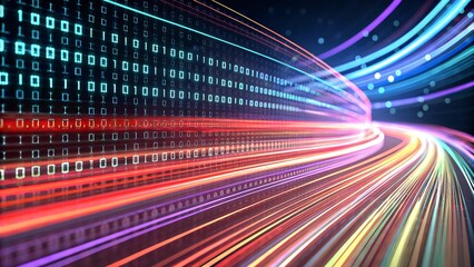High Speed Data Transfer, Digital Highway, Binary Code, Network Infrastructure, Information Technology