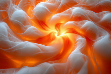 Obraz premium Abstract swirling orange and white energy, luminous core.