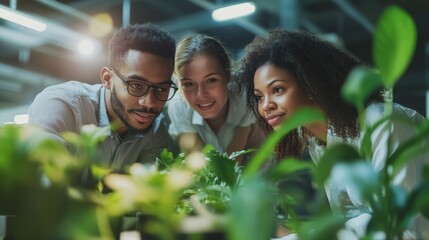 Multiracial business people working on sustainable innovation project - Green renewable energy concept - Focus on left man face