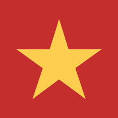 Obraz premium Vietnam Flag: Simple red background with a large yellow star in the center. 