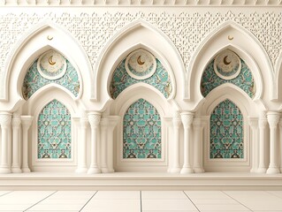 Obraz premium Elegant Islamic Architectural Interior Design With Arches And Pillars