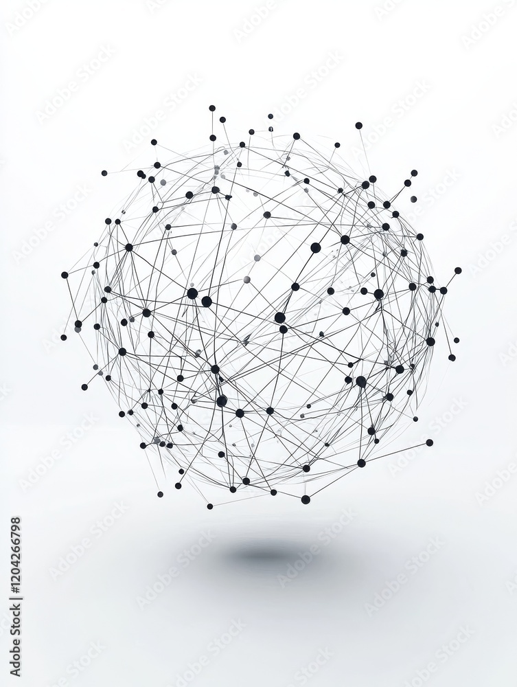 Poster dimensional lattice sphere vector abstraction, 3d polygonal design abstract shape isolated over whit
