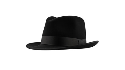 Black fedora hat with no background. Isolated

