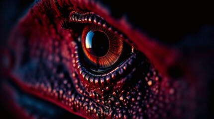 Fototapeta premium Close-up view of a dinosaur's eyes, capturing their intense and prehistoric gaze.