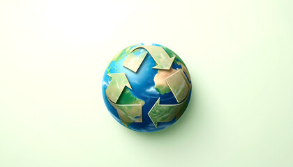 Recycle symbol copy space, Eco friendly earth background, smooth light, with white tones