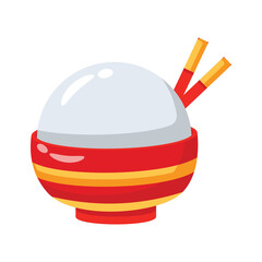 Get your hold on this trendy icon of rice bowl in editable style