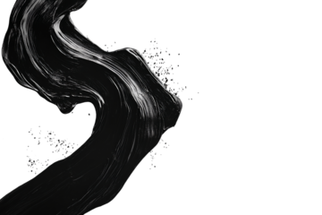 Black paint brushstroke isolated on a transparent background, png image, cut out