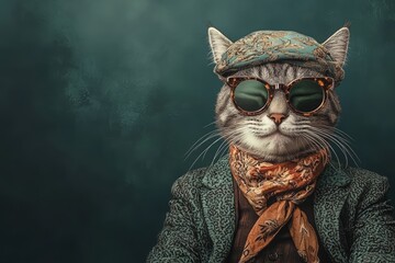 сute and funny cat wearing in the costume of different characters