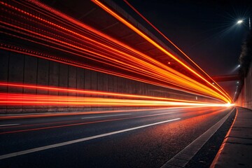 Abstract Dynamic Light Trails in Red and Orange