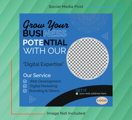 Corporate business and Digital marketing agency social media banner or Instagram post template.