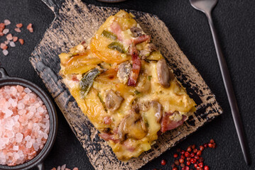 Shepherd's pie with potatoes, meat, vegetables, salt, spices and herbs