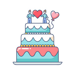 wedding cake icon, wedding cake vector illustration-simple illustration of wedding cake, perfect for wedding cake logos and icons