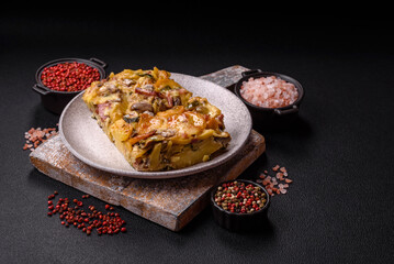 Shepherd's pie with potatoes, meat, vegetables, salt, spices and herbs