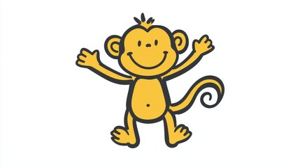 Obraz premium Happy Anthropomorphic Monkey Cartoon Drawing with Cheerful Expression