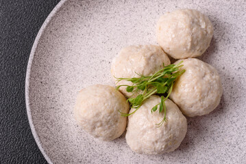 Delicious healthy steamed chicken cutlets or minced meatballs