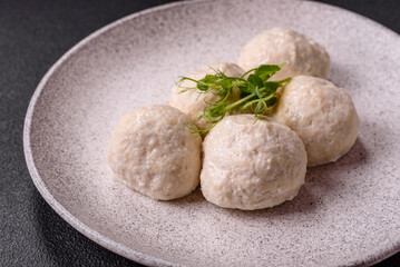 Delicious healthy steamed chicken cutlets or minced meatballs