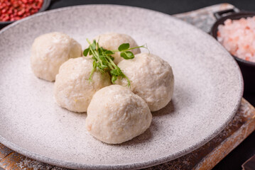 Delicious healthy steamed chicken cutlets or minced meatballs