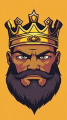 King of diamonds, wearing a crown with a vintage, pop art face style.