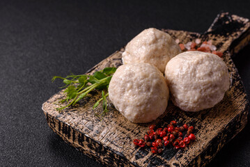 Delicious healthy steamed chicken cutlets or minced meatballs