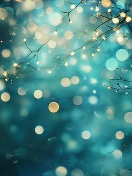 Serene wallpaper with aqua teal hues and soft blurred lights, perfect for a calming atmosphere