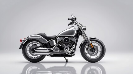 Fototapeta premium Sleek Silver Motorcycle: A Chrome Dream Machine