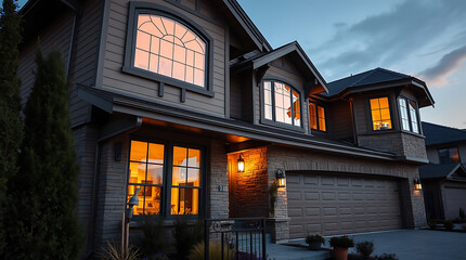 Luxury Dream Home at Dusk: Captivating Exterior Architecture and Design