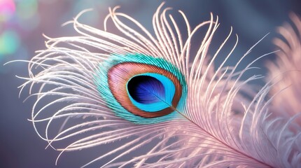 Obraz premium A Single Peacock Feather: Elegance and Beauty