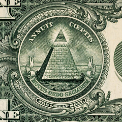 1 dollar US banknote for design purposes. Money of the United States of America.