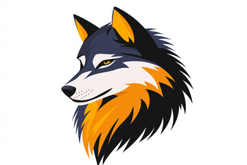 Fototapeta premium A wolf with a black and orange mane. Generative Ai.