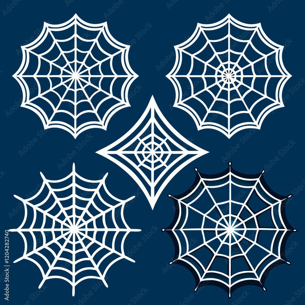 Wall mural spider web color vector set.