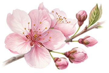 cherry blossom illustration isolated on white