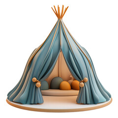 Colorful Tent with Open Entrance on Transparent Background