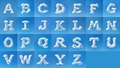 The Complete Alphabet Formed by Clouds Against a Vibrant Blue Sky