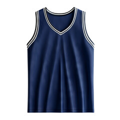 Isolated Dark Blue Athletic Jersey with V-Neck Design on Background