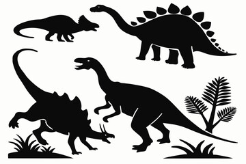 Animal Silhouette Collection Couples, Mountains, on white background